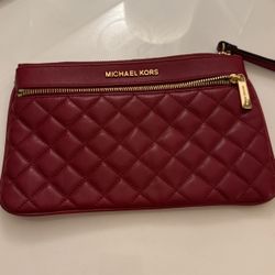 Red Pouch Michael Kors Leather 