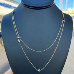 Jewelry 14k solid Yellow Gold paper clip link 48” Chain CZ 4.5CTW necklace 8.1 grams 5.25mm