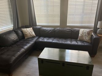 Leather sectional, Macy’s Milano Dark Leather Sectional Sofa