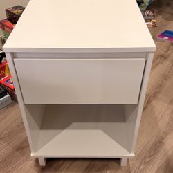 White Nightstand with Shelf and Drawer