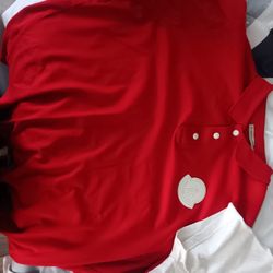 Red Moncler 3 Button Polo.