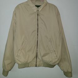 Orvis Men's Full Zip Pockets Long Sleeve Beige Light Jacket Size M