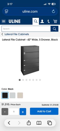 Hon 5 drawer legal size file capnet