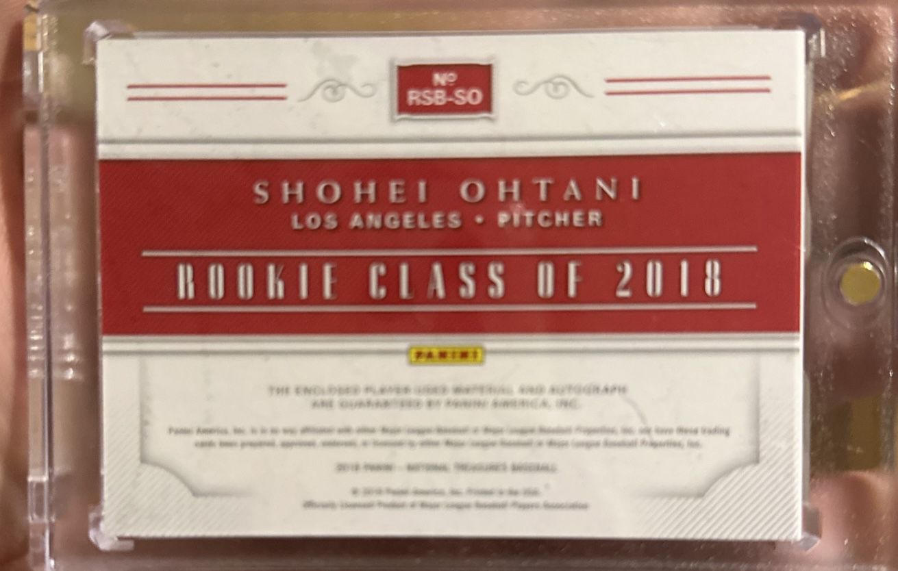 2018 National Treasures Shohei Ohtani Auto RC Booklet # 9/99