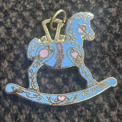 Rocking Horse Gold 14k Plate DAC Collection Charm Pendant White Turquoise  1997