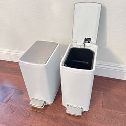 Two Metal Trash Can With Foot Pedal