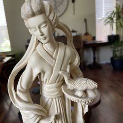Beautiful Asian Woman Sculpture Antique 