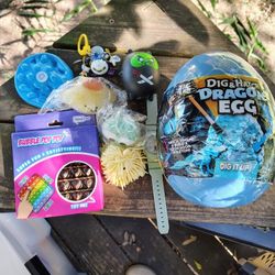 Digging Hatch Dino Egg/Seven Assorted Toys/Child's Watch