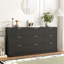 9 Drawer Dresser for Bedroom with Deep Drawers, 63" Wide Wood Dresser, Large Floor Chest of Drawers