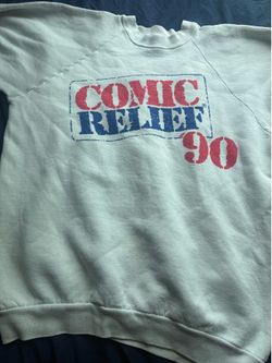 Vintage Comic Relief Sweater Adult Size Large White Long Sleeve Men's 1990's XL