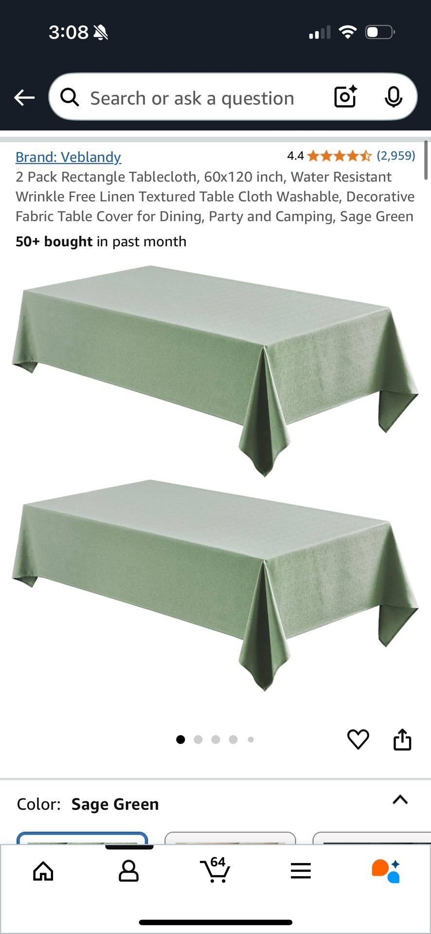 2 Table Cloths 60x120