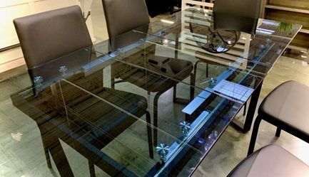 Dining Table 79x38 Expanded sSmoked-glass