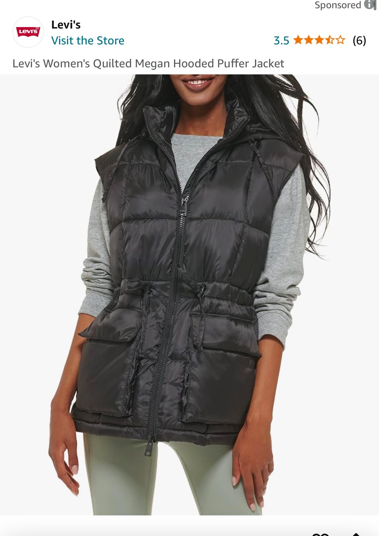 Women's Levi’s Quilted Megan Hooded Puffer Jacket Size Small
