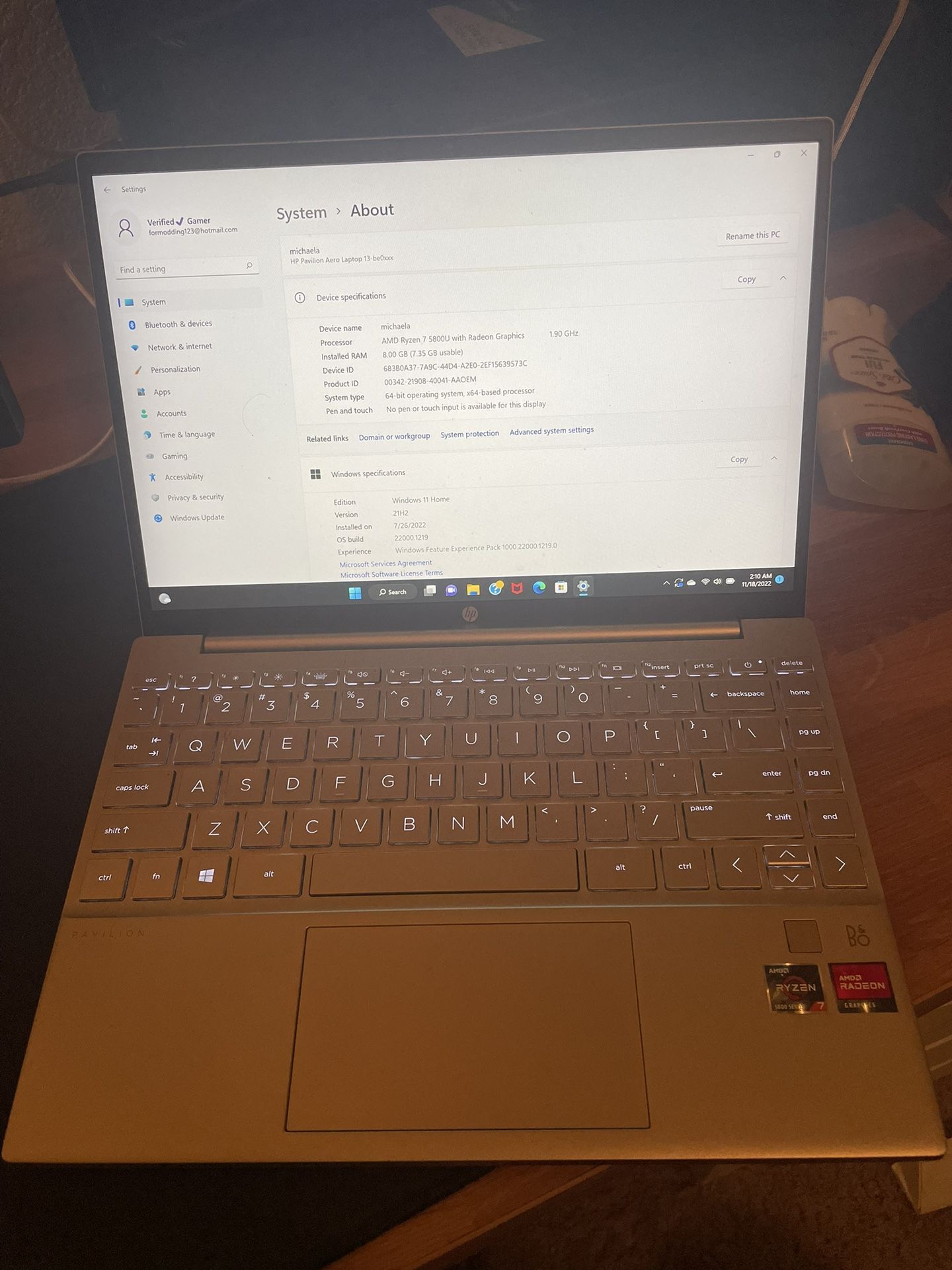 Pavilion Aero Laptop 13.3 With AMD Ryzen 7