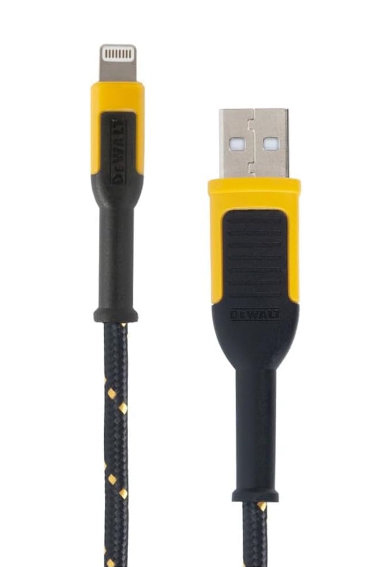 DEWALT Lightning to USB Cable — Reinforced Braided Cable for Lightning — Charger Cord Compatible With iPhone — Apple Compatible Charging Cable — 6 ft