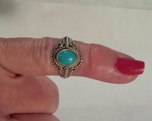 Bali Legacy Sleeping Beauty Turquoise Sterling Silver Ring (Size 5)