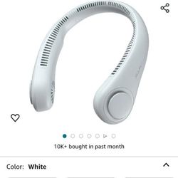Portable Neck Fan, Hands Free Bladeless Fan, Battery Operated Wearable Personal Fan, Leafless, Rechargeable, Headphone Design, 3 Speeds