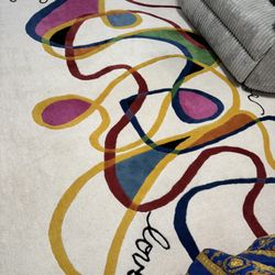 Love Ivory Red Abstract Rug - 8x10 - Rectangle 