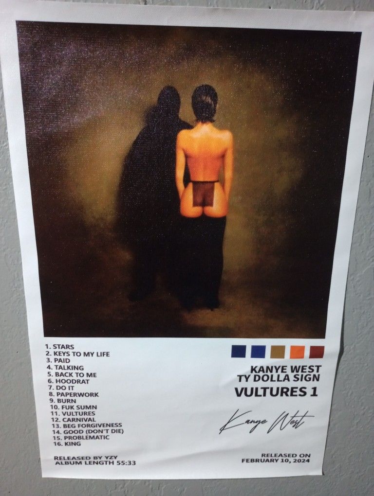 Kanye West Ty Dolla Sign Vultures 1 Album Cover Canvas Poster Wall Decor Fan Art