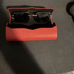 Cartier Black Acetate Glasses With Gold Decor 