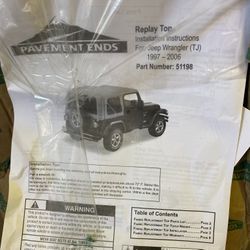 Pavement Ends by Bestop 51198-15 Black Denim Replay Replacement Soft Top Clear Windows; No door skins included for 1 Jeep Wrangler NEW