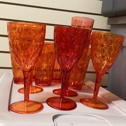 Get Ready For Summer And Outdoor Entertaining With This Set Of 11 Orange Plastic Ware
