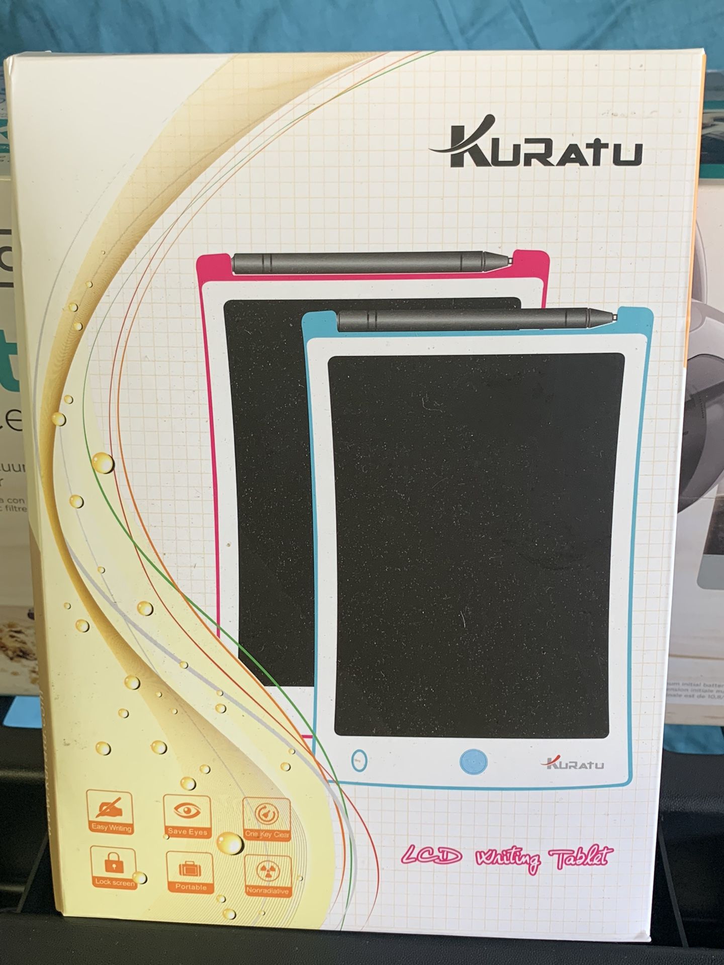 1-KURATU Colorful LCD Writing Tablet with Protective Sleeve,Gifts Toys for 3-9 Years Old Boys Girls,Drawing Board Doodle Board Reusable Drawing Pad Ki