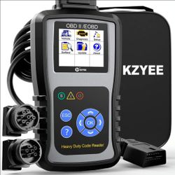 KZYEE KC601 Heavy Duty Truck Scanner, Diesel Diagnostic Tool
Read & Clear Fault Codes, View Live Data, Supports J1939, J1708 & J1587, Includes 6-pin &