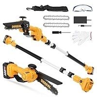 DEREAL 20 VOLT POLE SAW  EXTENDS TO 12 FEET 8 INCH BAR AND CHAIN 