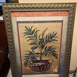 Limited Edition “Palm” Art Print Yuriko Takata 42” x 30” Gold Embroided Frame