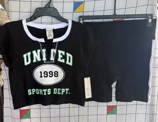 New! Women’s 2-Piece Ribbed Crop Top & High Rise Shorts Set