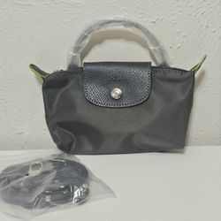Longchamp mini with top handle and crossbody bag purse grey gift