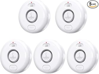 Brand New 5 Pack Water Leak Alarm Detector with 120dB Loud Alert Easy Installation for Home, Basement Flood Prevention, Bathroom, Sink, Laundry