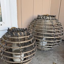 FREE Hanging Lanters for candles - round, grey, set of 2