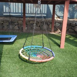 Saucer Tree Swing Spider Web Tree Swing, Kids Outdoor Round Net Swing