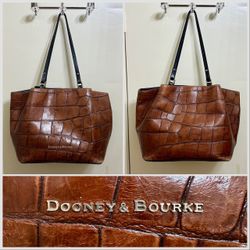 Dooney & Bourke Denison Croco Flynn Tote Croc Embossed Leather Shoulder Bag Purse