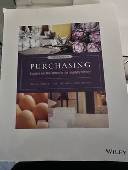 Purchasing selection and procurement of the hospitality industry| Wiley| addition nine