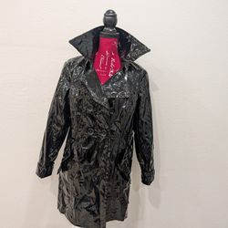 Mossimo Black Patent or Polyurethane Shiny Women Coat (Rain jacket) Size XL(runs smaller)