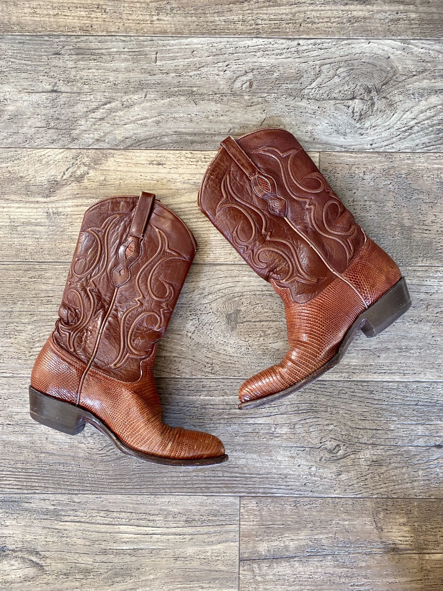 Los Altos brown Teju lizard western cowboy boots