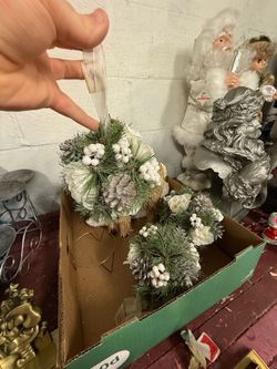 Hanging mistletoe balls white wedding ornaments