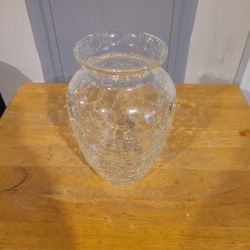 Unique Cracked Glass Vase Approx 8" High X 5" Wide