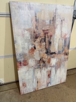 Large Abstract Rustic Orange and Black Painting