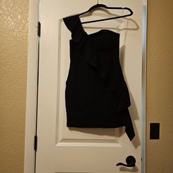 Cute One Shoulder Black Dress New