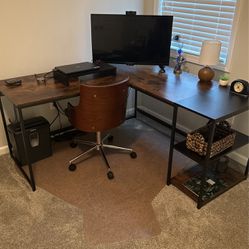 L Shaped Corner Office Study Desk  And Chair