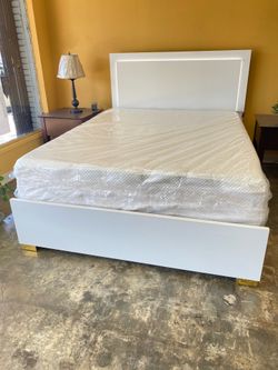 Modern White Queen Bed Frame