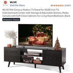 TV Stand for 55/60 Inch TV, Entertainment Center with Storage 