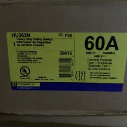 60 amp / non fused / 600v / 3ph / indoor.  4pcs 125.00 Ea