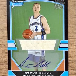 2003 Topps Bowman Signatures STEVE BLAKE RPA Patch AUTO RC Wizards Lakers /1250