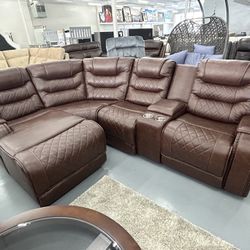 Leather Reclining Sectional 