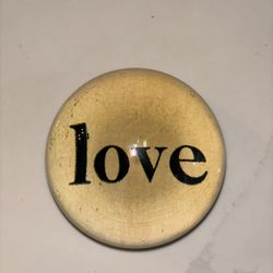 SIGNED John Derian LOVE Dome Paperweight Decoupage Art Glass